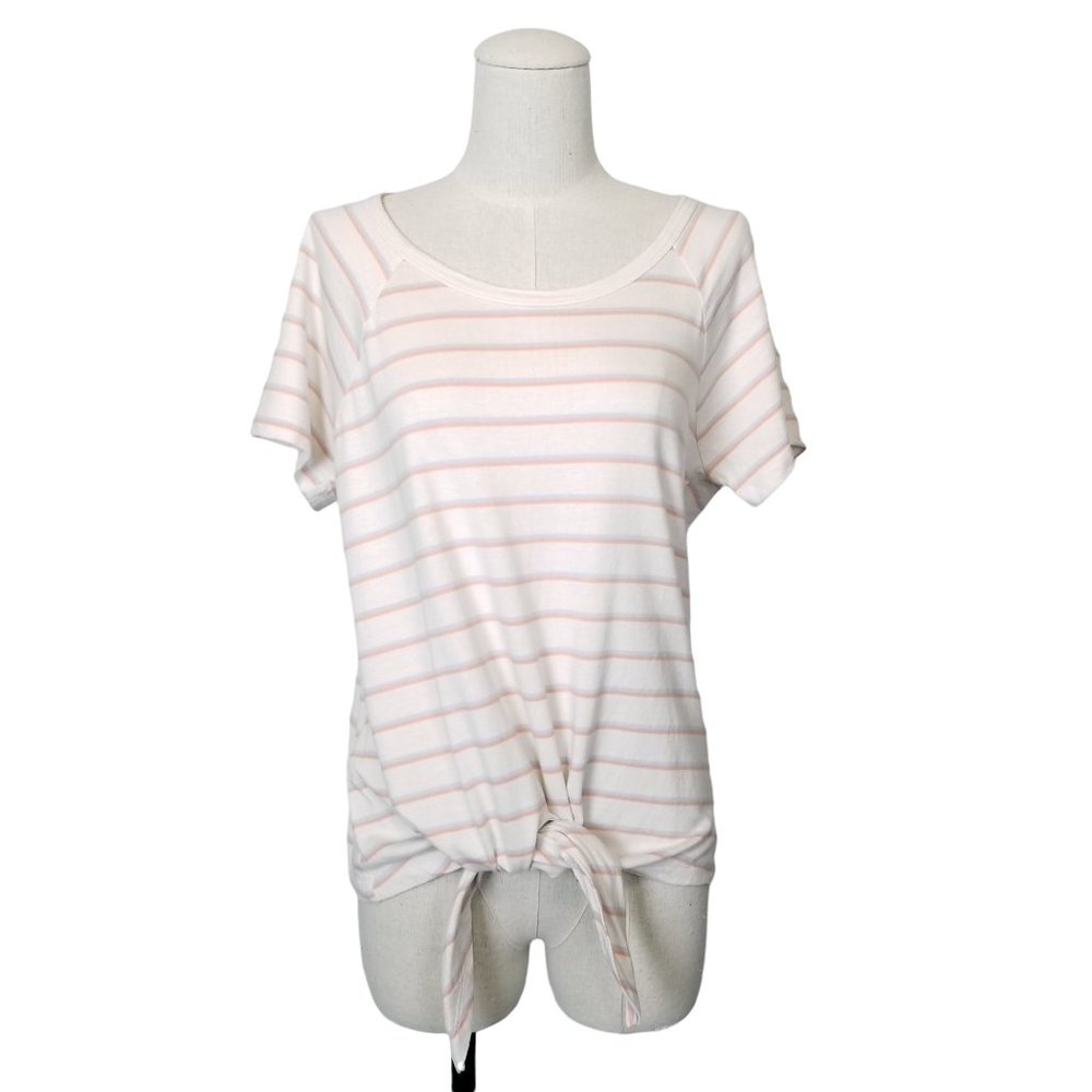 Sanctuary Short Sleeve Striped Tie Waist Tee
